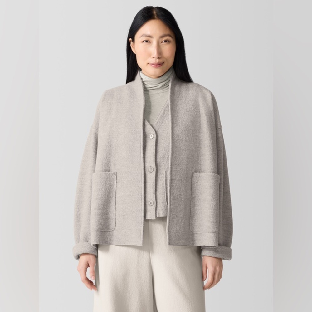 EILEEN FISCHER | boiled wool high collar jacket | size xxs